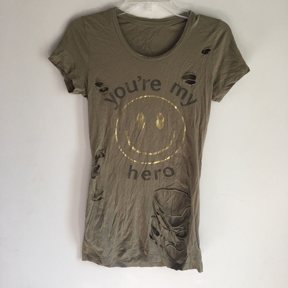 F21 Distressed Graphic Tee